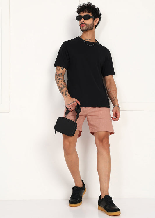 Men's Peach Linen Shorts