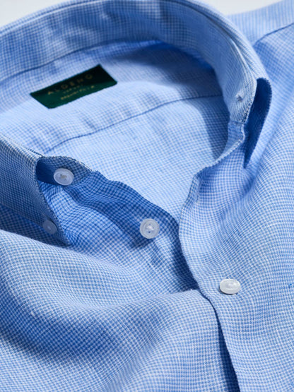 Regular Fit Linen Blue Casual Shirt for Men (LINAP)