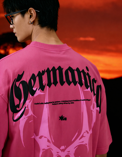 Germanica Printed Pink Oversized T-Shirt Main Character