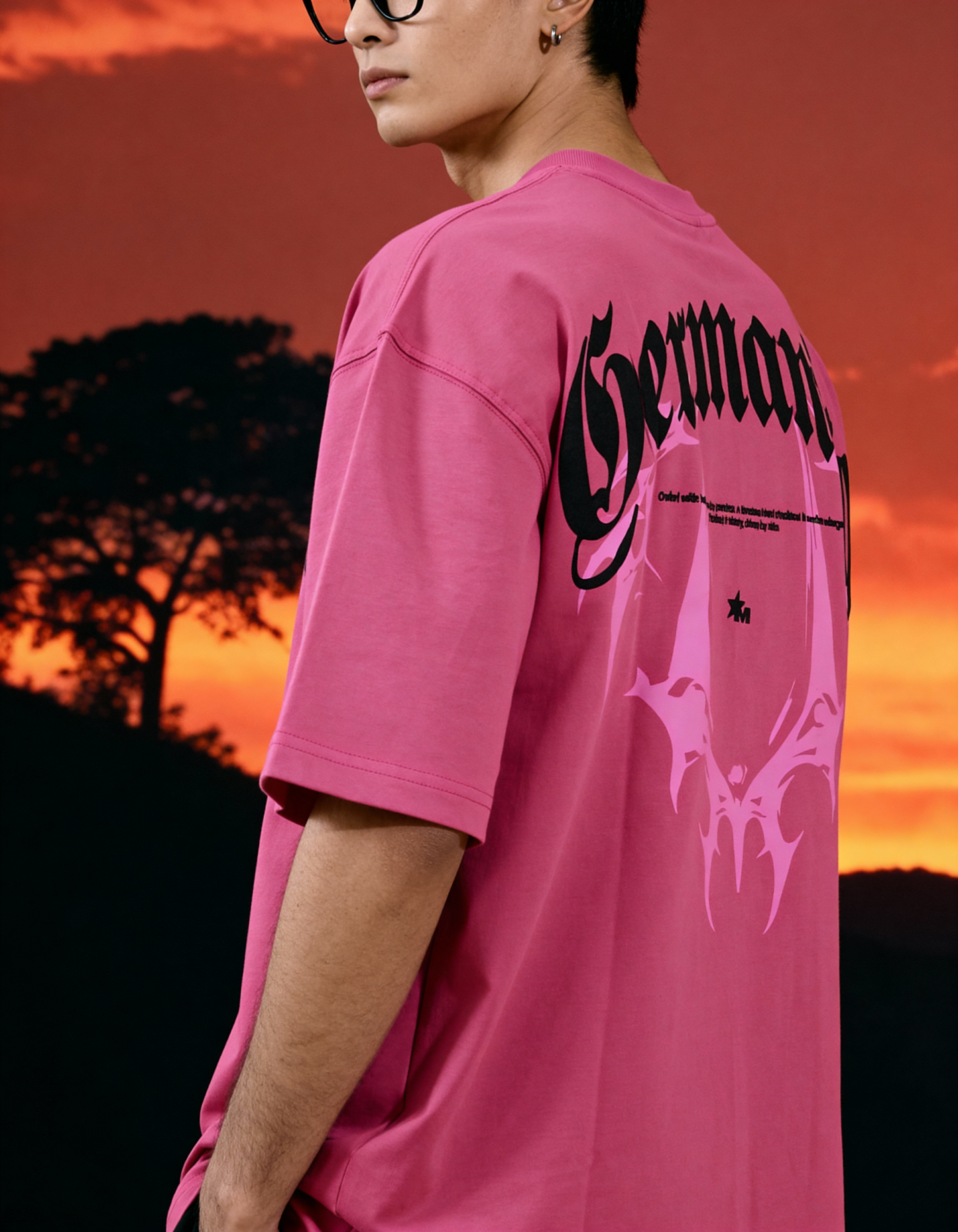 Germanica Printed Pink Oversized T-Shirt Main Character