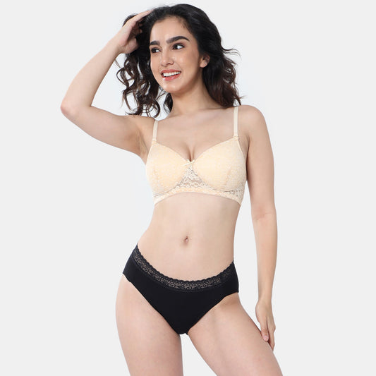 Envie Padded Non-Wired 3/4th Coverage T-Shirt Lace Bra