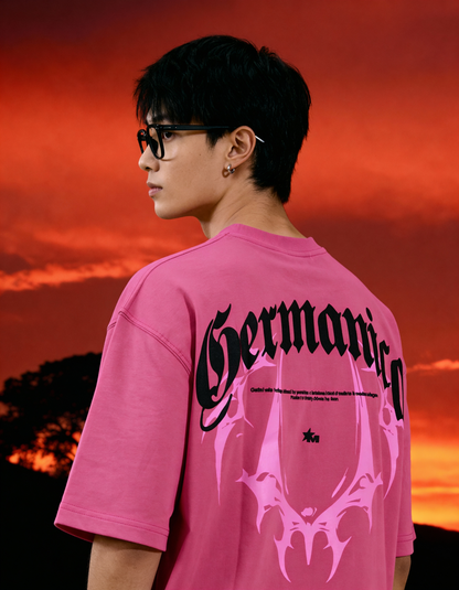 Germanica Printed Pink Oversized T-Shirt