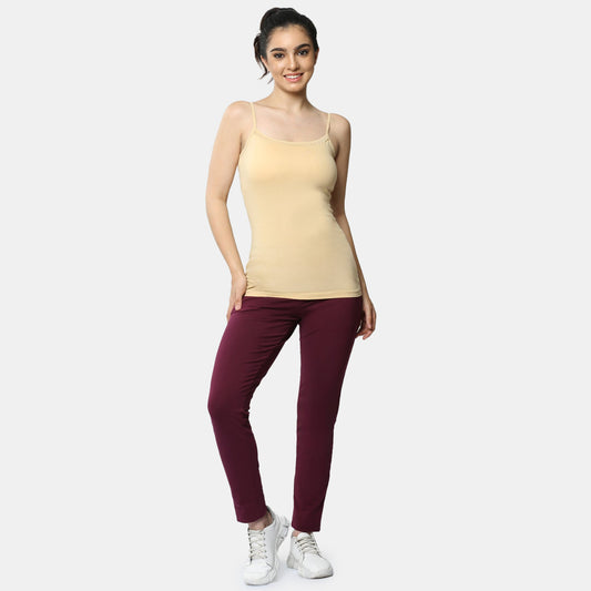 Envie Regular Fit Round Neck Short Length Lace Neckline Camisole