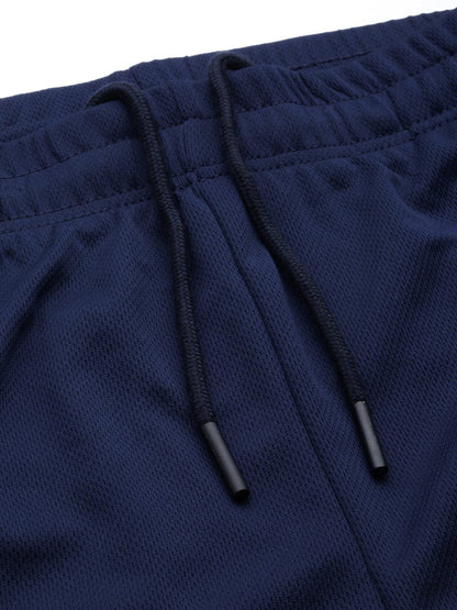 Alcis Men Navy Blue Solid Slim Fit Sports Shorts
