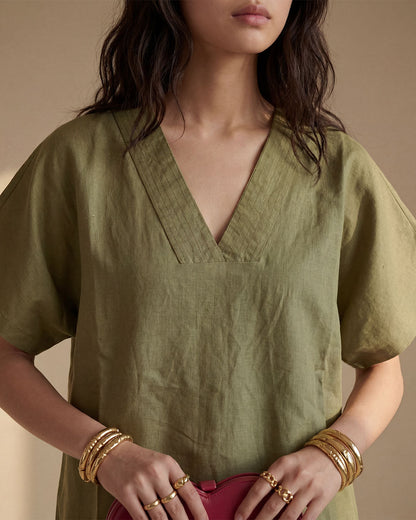 Basic green Linen Co-ord Set