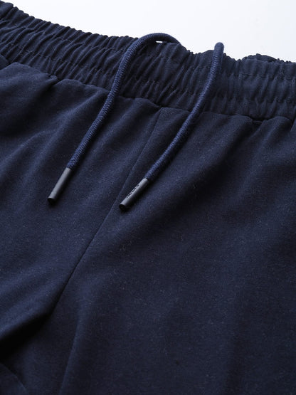 Alcis Women Navy Blue Slim Fit Solid Knitted Track Pants