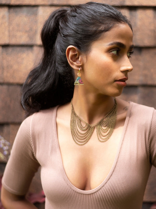 Gold Plated Party Designer Stone Drop Earring For Women