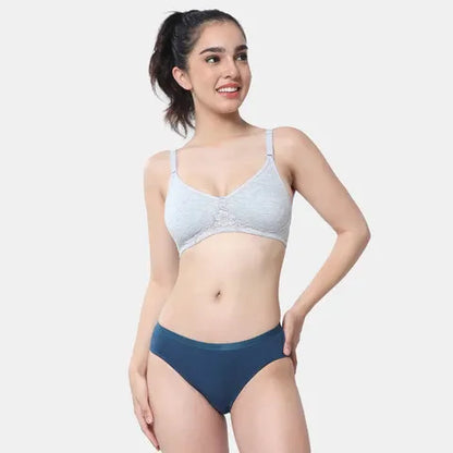 Seamless grey melange lace bra Envie full coverage non wired non padded lightweight comfortable bra for women