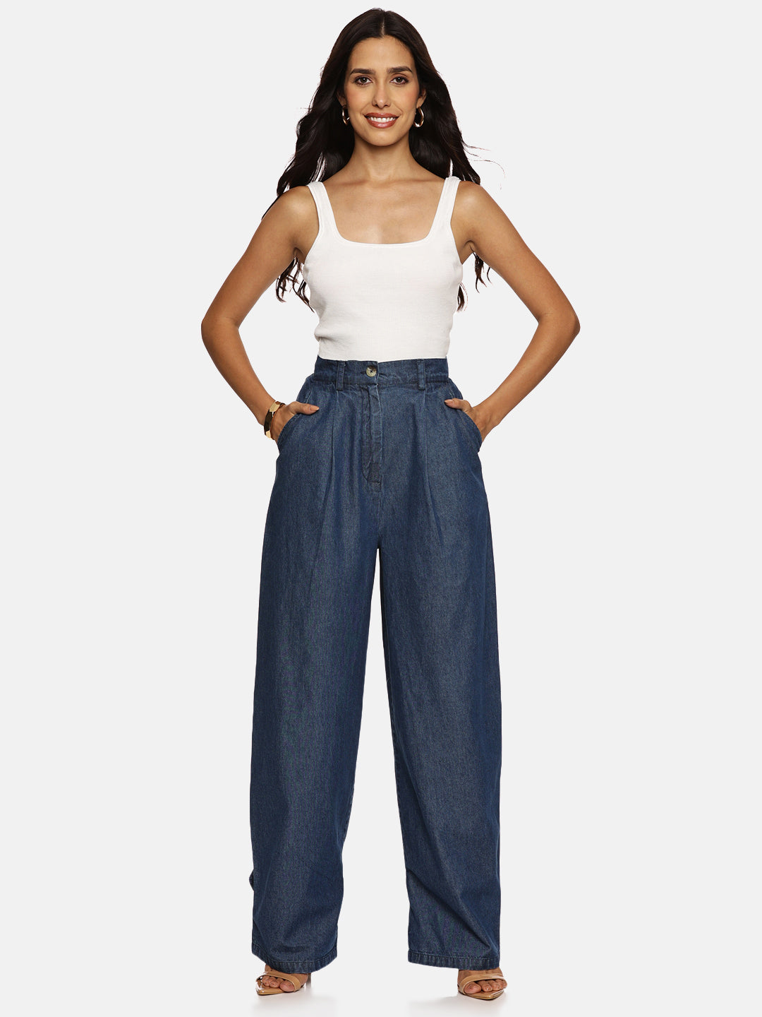 IS.U Light Blue Barrel Fit Pant