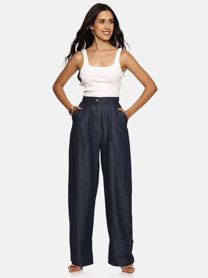 IS.U Dark Blue Barrel Fit Pant
