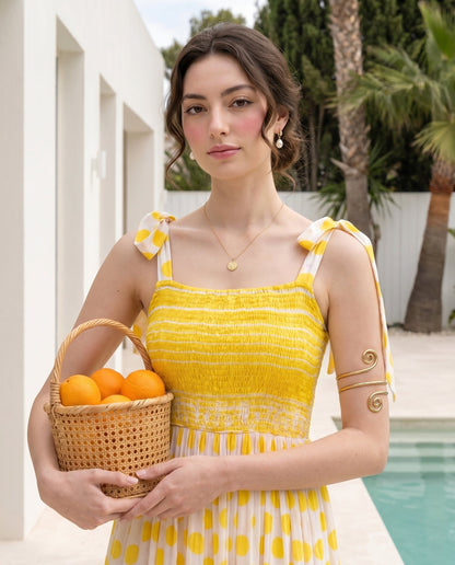 Yellow Smocked & Polka Dress