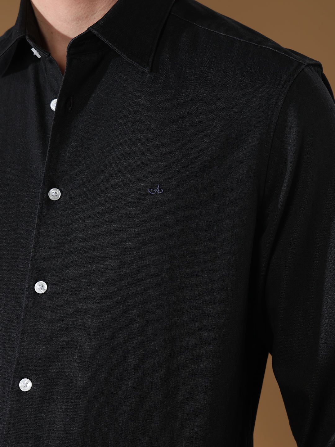 Black Regular Fit Casual Denim Shirt for men (LIRRA)