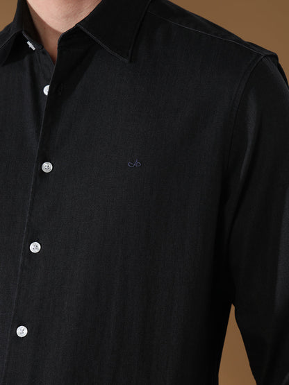 Black Regular Fit Casual Denim Shirt for men (LIRRA)