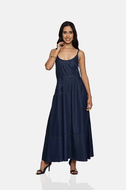 IS.U Dark Blue Denim Midaxi Dress