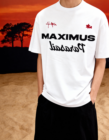 Maximus Printed White Oversized T-Shirt Main Character