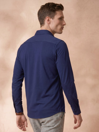 Slim Fit Navy Blue Solid Formal Shirt for Men (TOMNV)