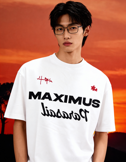 Maximus Printed White Oversized T-Shirt