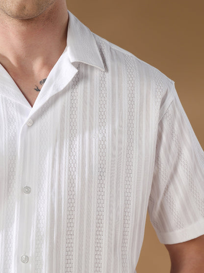 White Regular Fit Casual Cotton Shirt for men (ADELO)