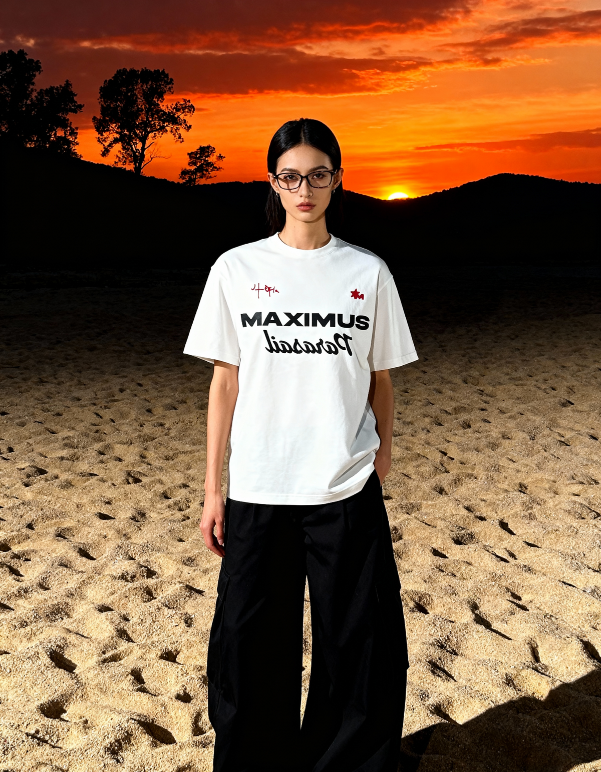 Maximus Printed White Oversized T-Shirt Main Character