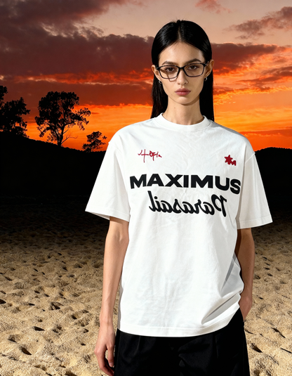Maximus Printed White Oversized T-Shirt Main Character