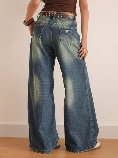 Northern Blue Ripped Ultra Wide Leg Jeans