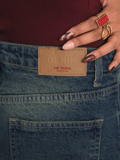 Twilight Green Tinted Ultra Wide Leg Jeans