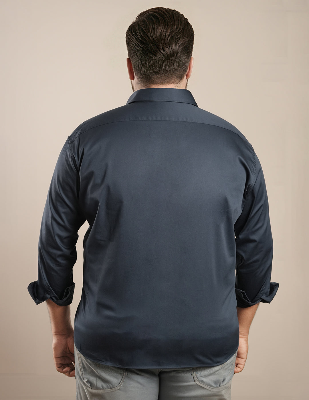 Midnight Slate Regular Fit Formal Satin Shirt for men (CALVO)