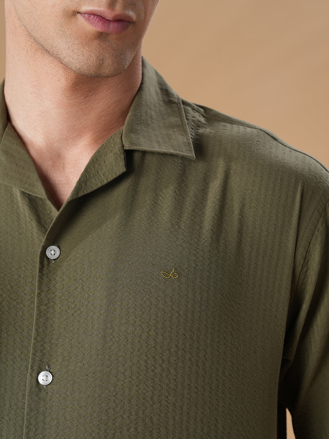 Olive Green Regular Fit Casual Cotton Shirt for men (CURAT)