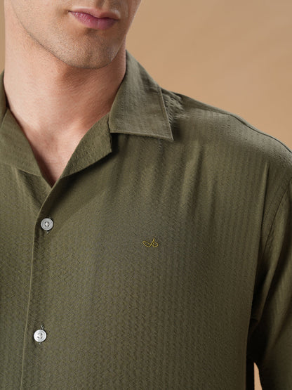Olive Green Regular Fit Casual Cotton Shirt for men (CURAT)