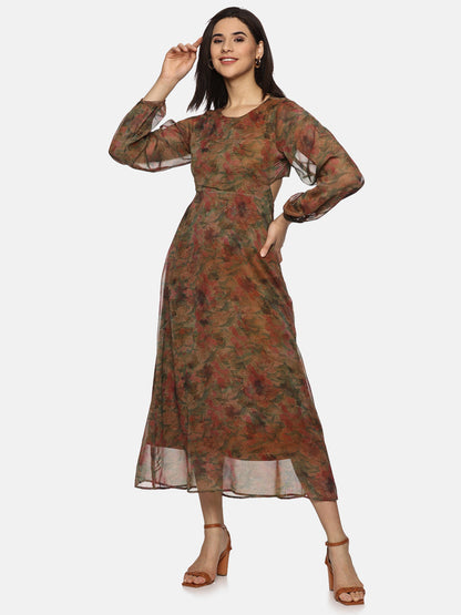 Buy floral chiffon maxi dress online in india