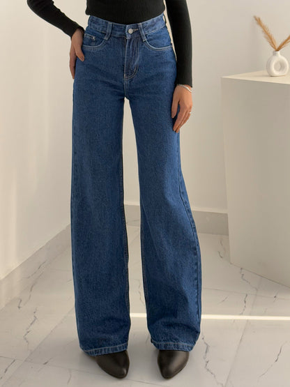 Dark Blue Wide Leg Jeans