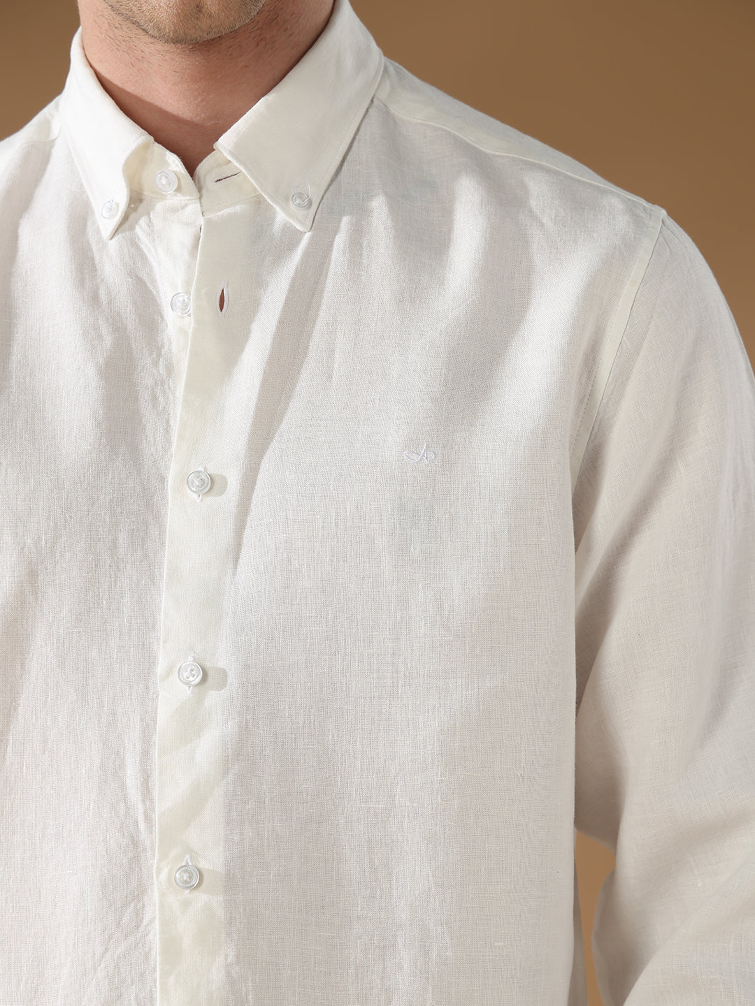 Off White Regular Fit Casual Linen Shirt for men (LORIS)