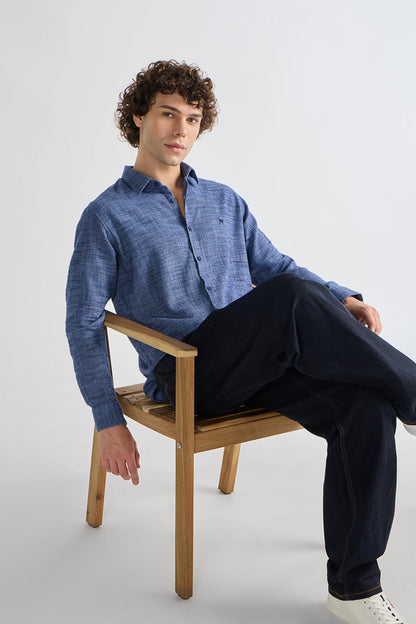 Cobalt Textured Weave Shirt