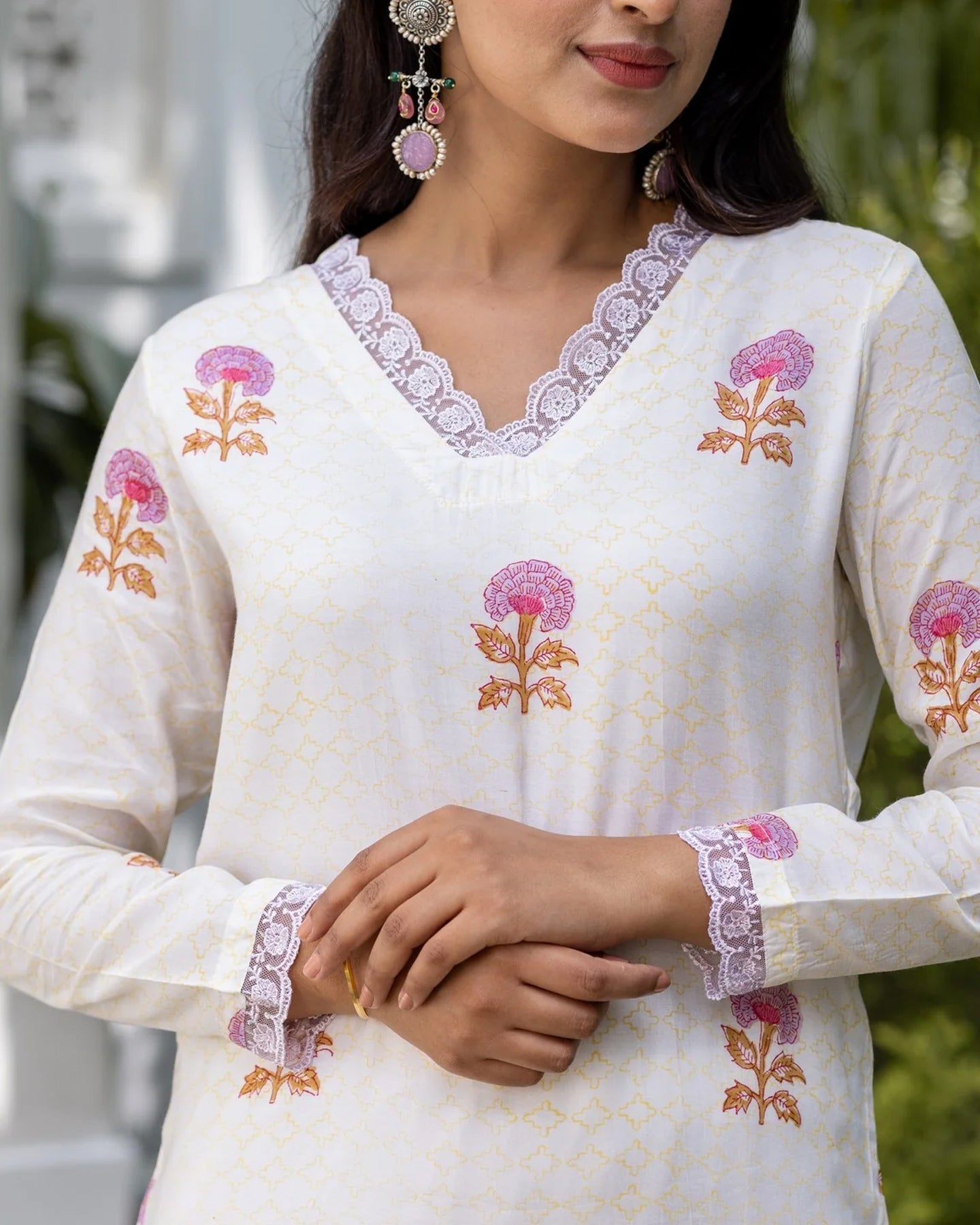 Yellow Jaal Mogra Kurta Set