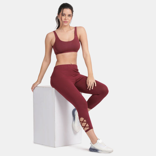Envie Hugged Fit 3/4th Length Criss Cross Capri Pant