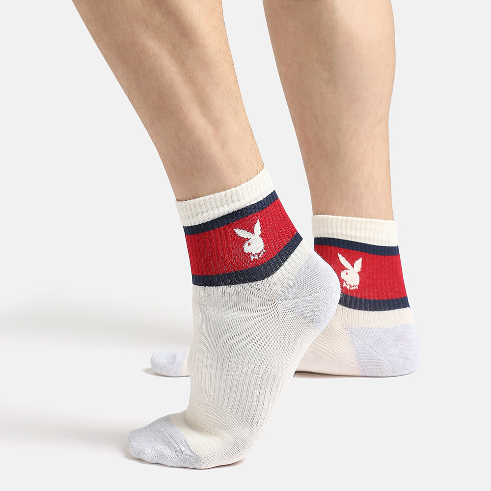 Men’s Playboy Themed Ribbed High Ankle Socks SocksXpress