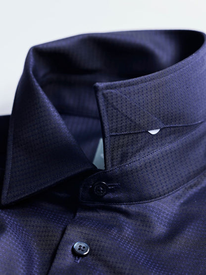 Regular Fit Cotton Navy Blue Formal Shirt for Men (FUSED)