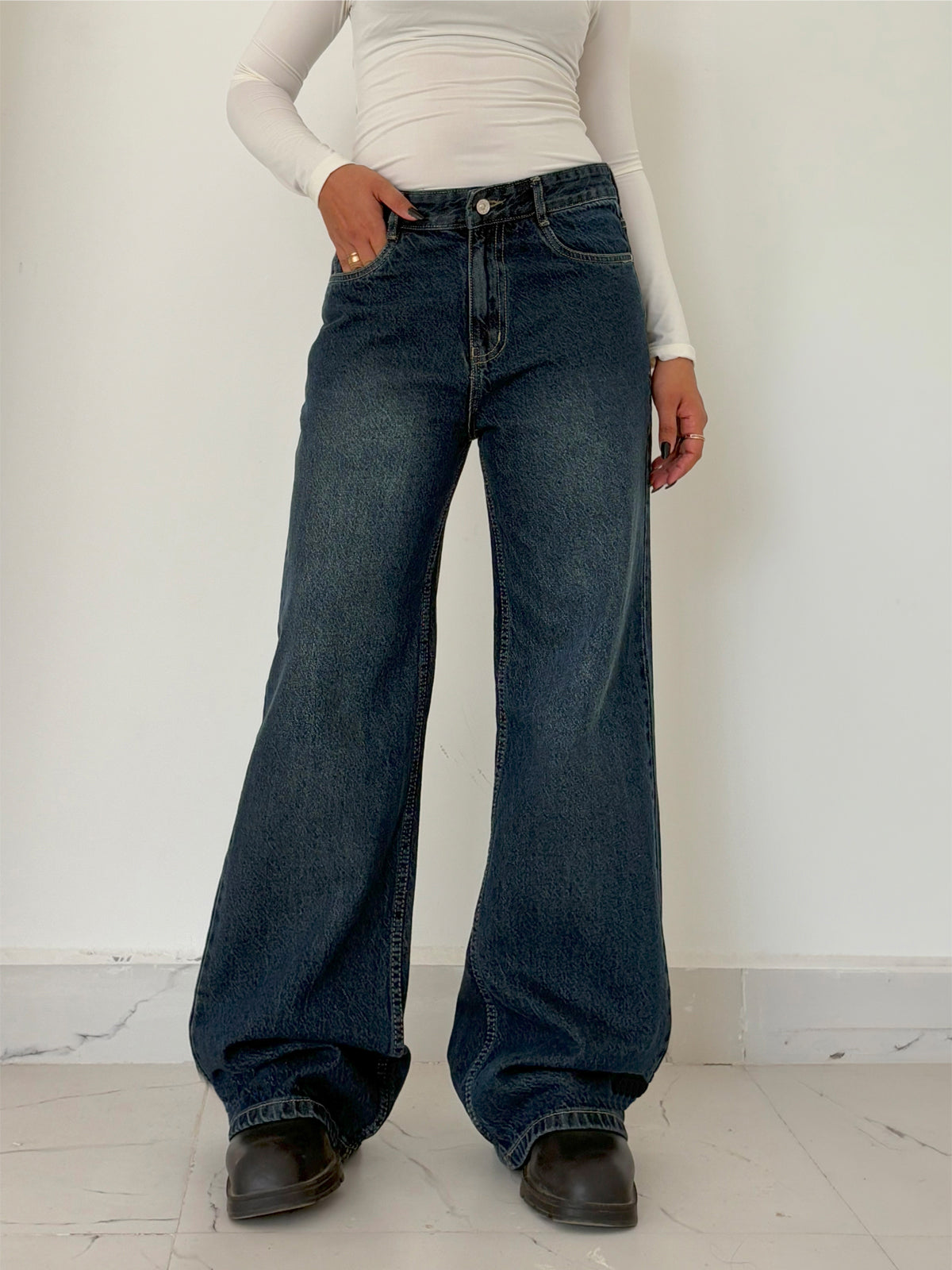 Vintage Cosmic Blue Wide Leg Jeans