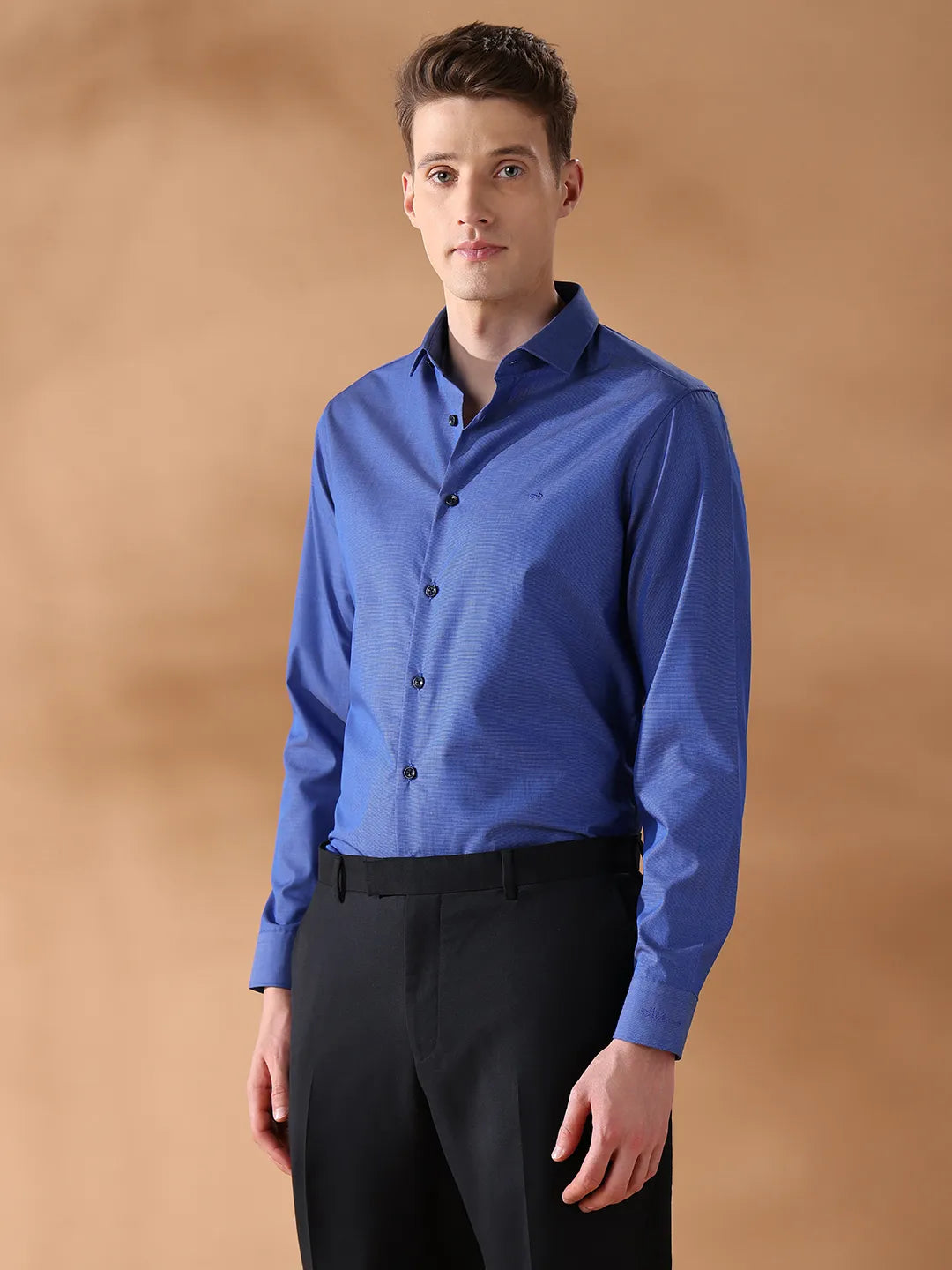 Blue Regular Fit Solid Formal Shirt for Men (LUKA)