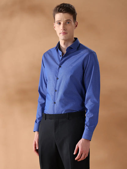 Blue Regular Fit Solid Formal Shirt for Men (LUKA)