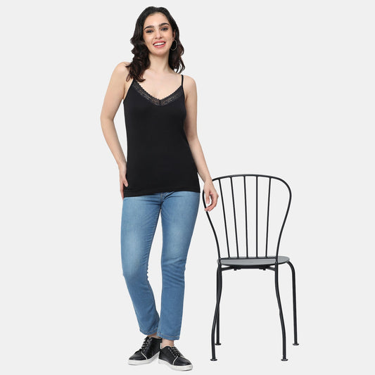 Envie Regular Fit V-Neck Short Length Lace Camisole