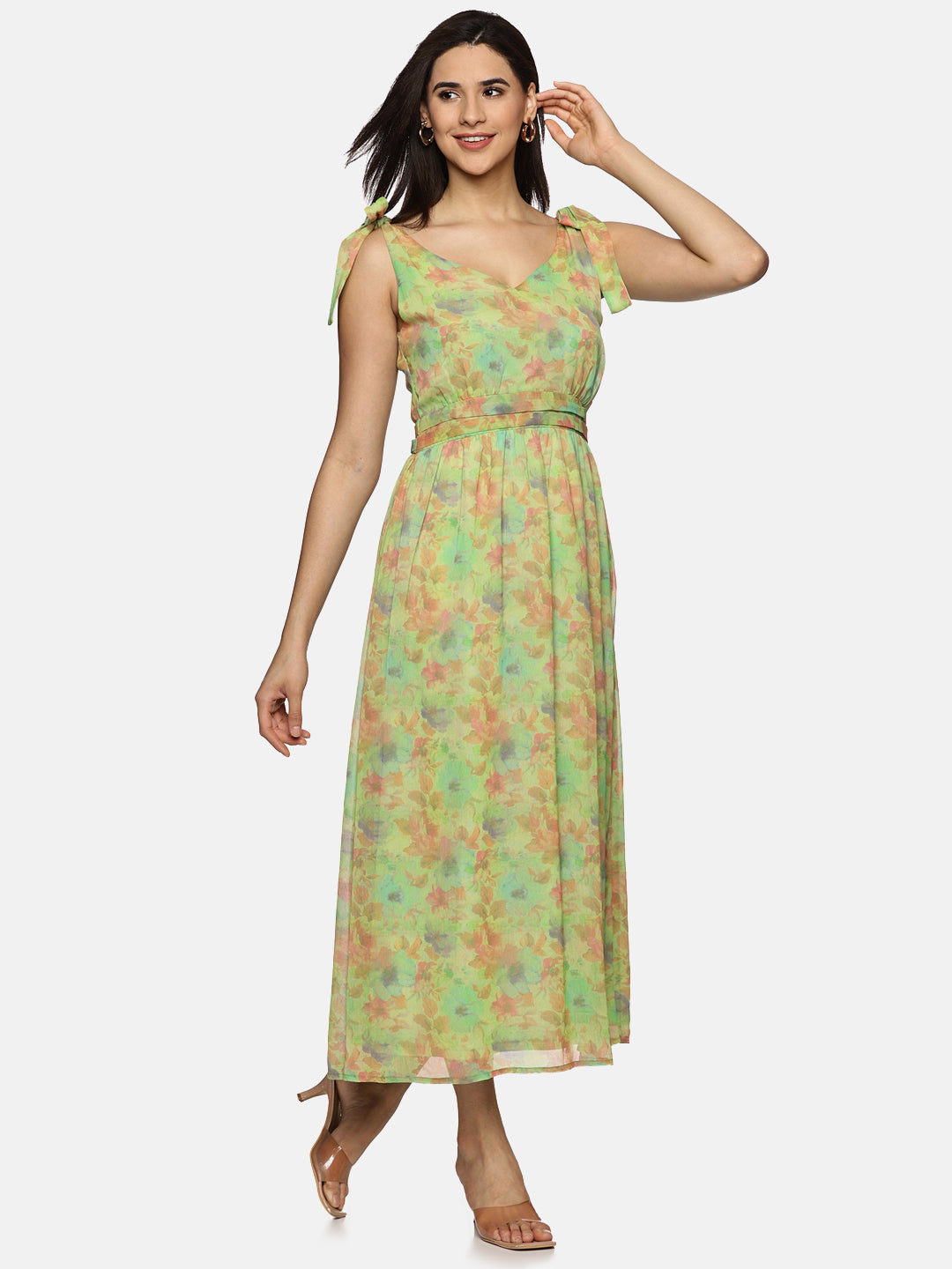 Buy Green Maxi Dress For Women In V-Neck