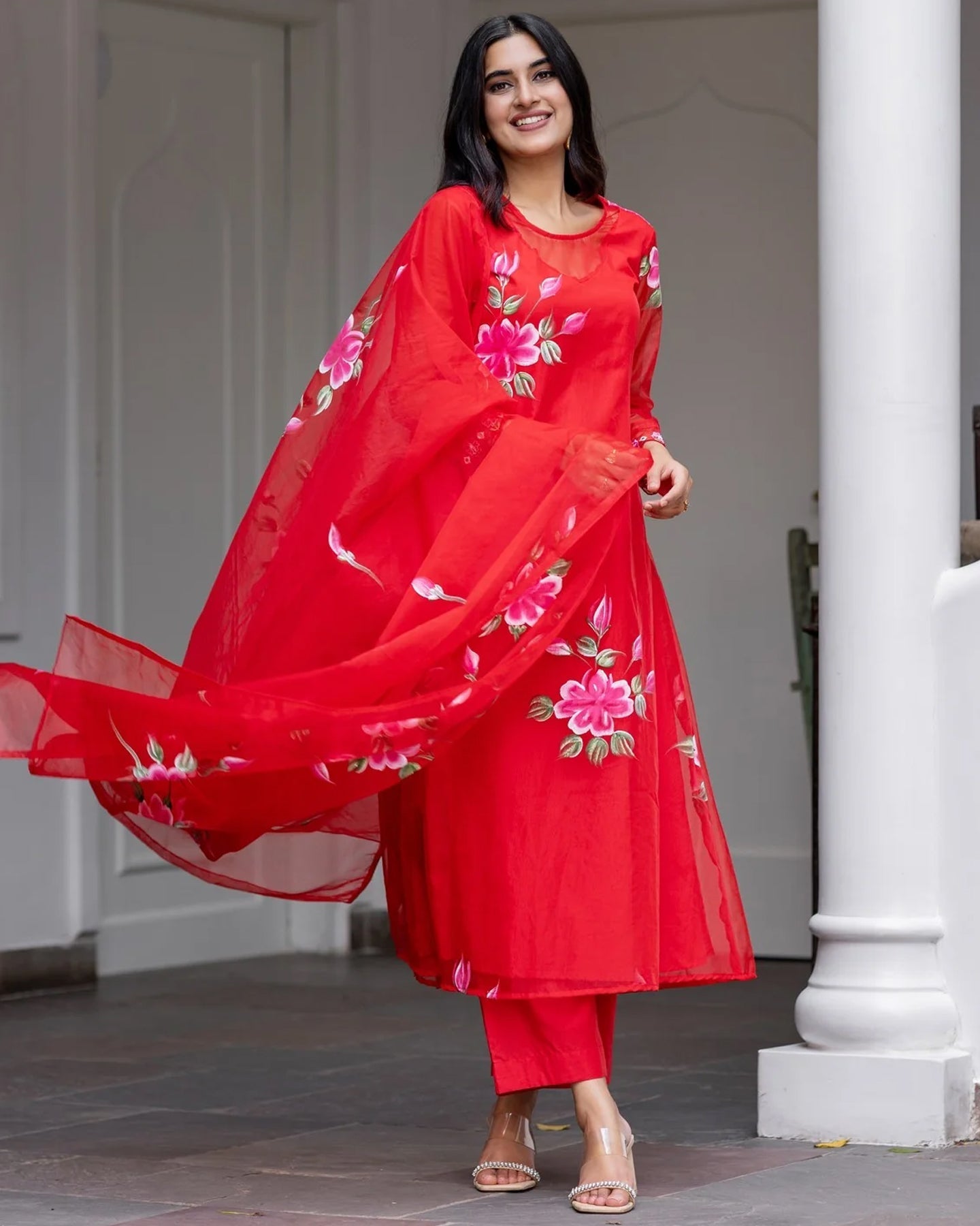 Red Blossom Hand Painted Suit Set