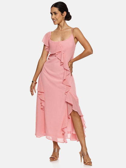 IS.U Peach Ruffle Maxi Dress