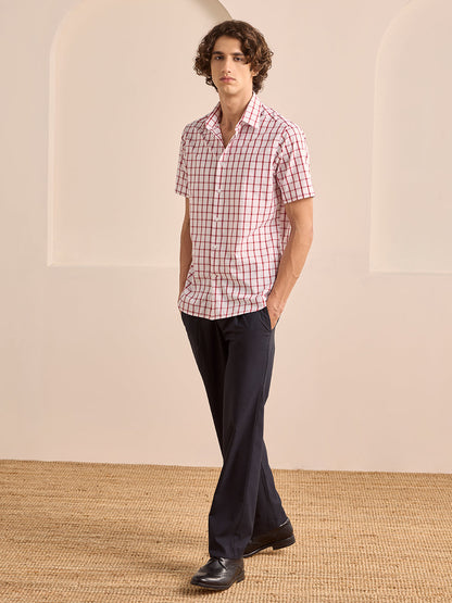 Pink Regular Fit Checked Casual Cotton Shirt for Men (AMATO)