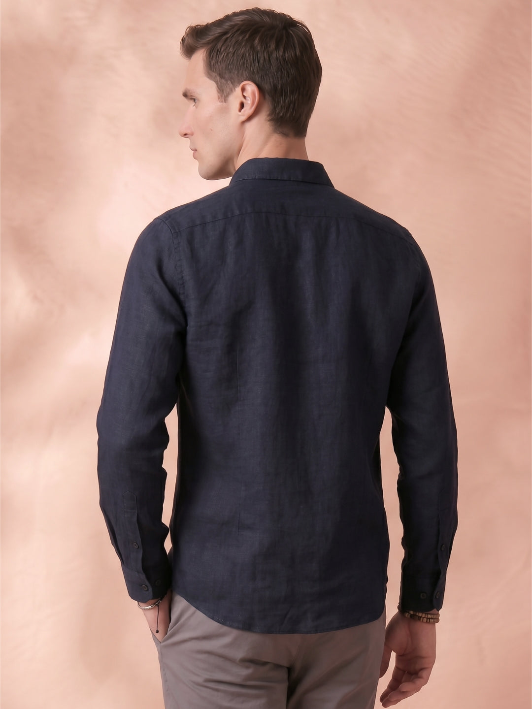 Regular Fit Black Linen Solid Casual Shirt for Men (LITRA)