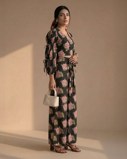 Black Floral Cotton Co-ords