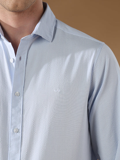 Blue Slim Fit Formal Cotton Shirt for men