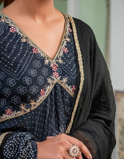 Ebony Bandhej & Sequin Suit Set