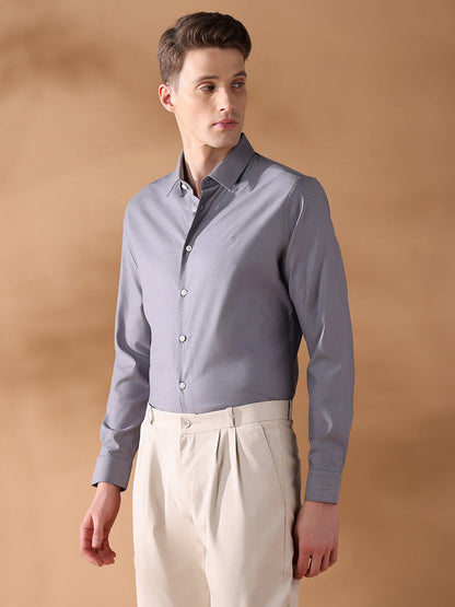 Grey Slim Fit Solid Formal Shirt for Men (FURIO)